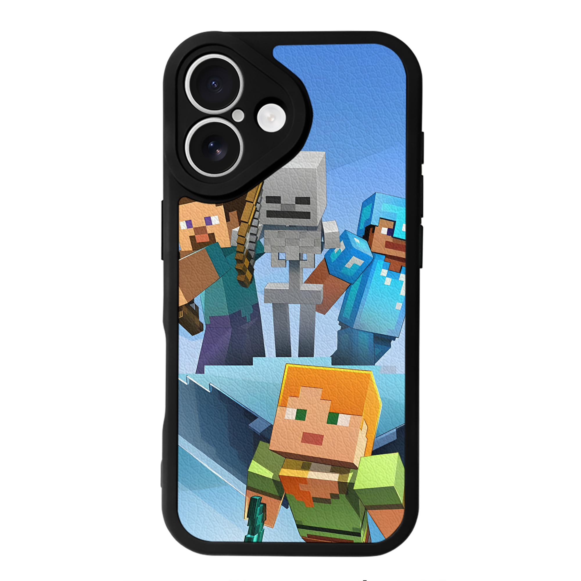 （画像用） マインクラフト ブロックの世界 Minecraft MC Block world 【iPhone 16シリーズ対応】シリコンスマホケース（レザー調） 材質：シリコン